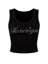 Foreign Rhinestone Tank Top - Black