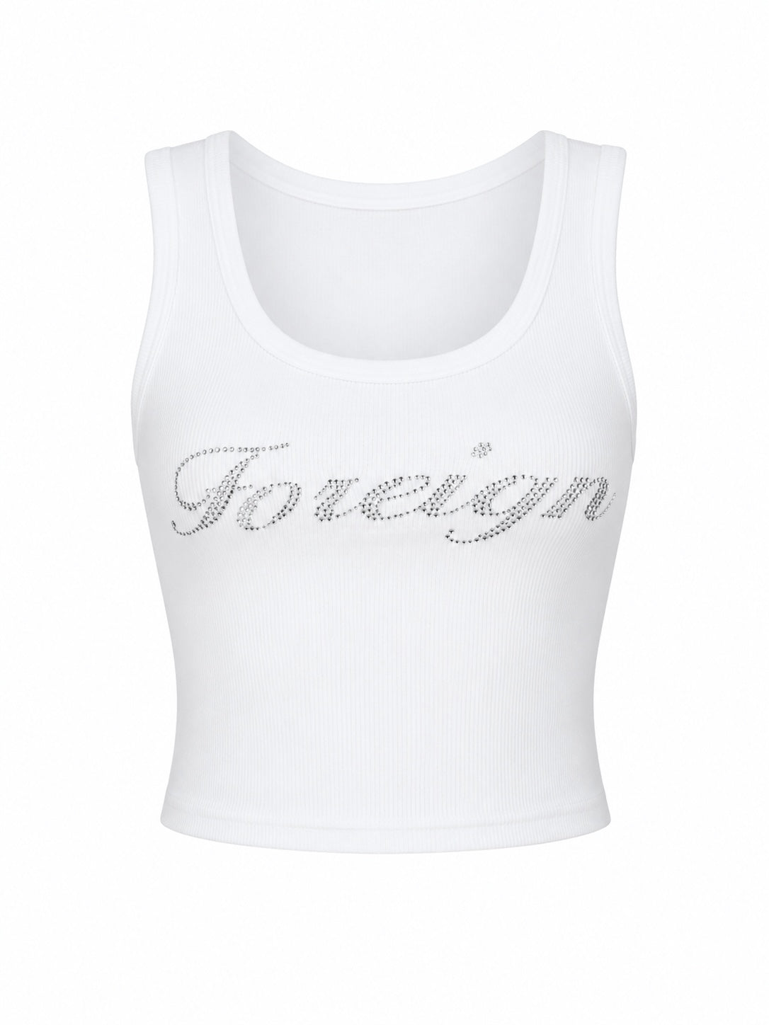 Foreign Rhinestone Tank Top - White