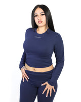 Yoga Crewneck Top Long Sleeve (Navy Blue)