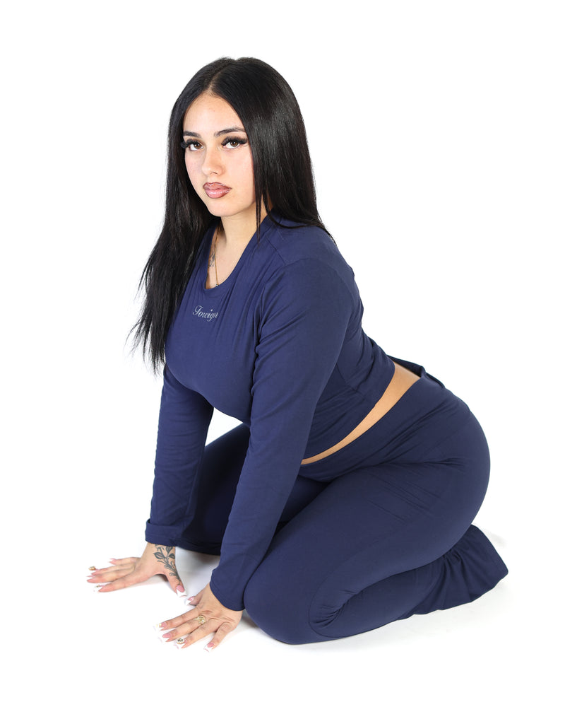 Yoga Crewneck Top Long Sleeve (Navy Blue)