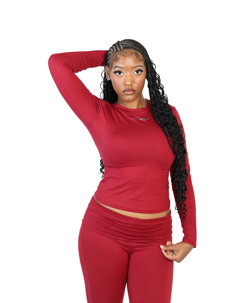 Yoga Crewneck Top Long Sleeve (Ruby Red)