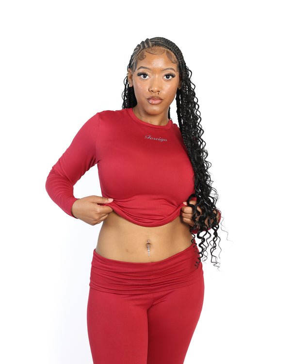 Yoga Crewneck Top Long Sleeve (Ruby Red)