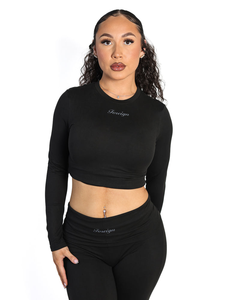 Yoga Crewneck Top Long Sleeve (Black)