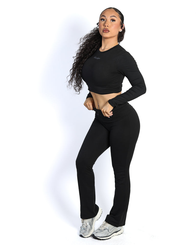 Yoga Crewneck Top Long Sleeve (Black)