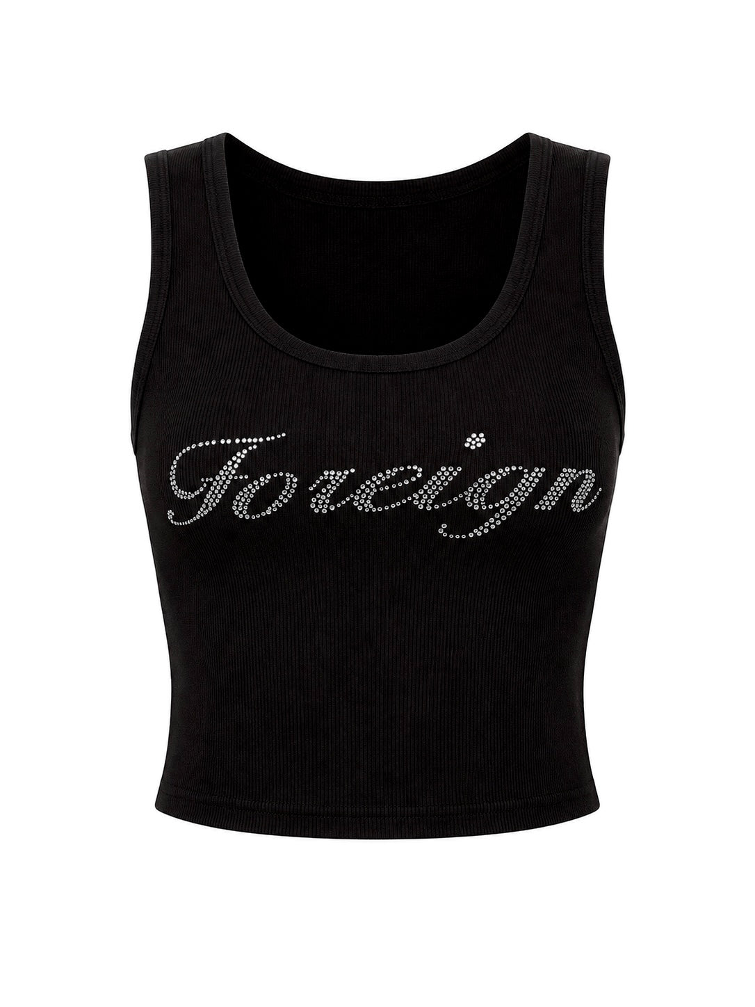 Foreign Rhinestone Tank Top - Black