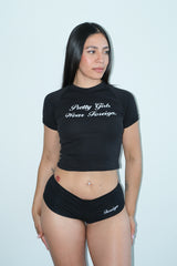 Pretty Girls Wear Foreign - Black Baby Tee