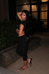 Foreign Rhinestone Capri Pants – Black