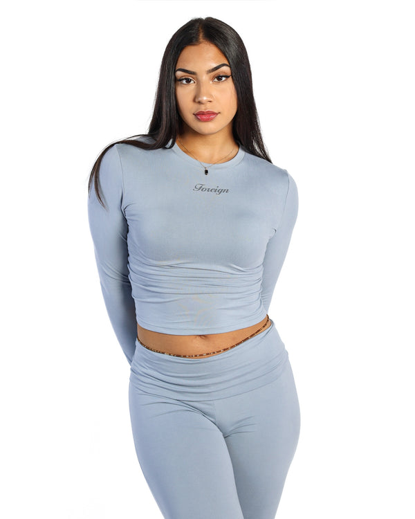 Yoga Crewneck Top Long Sleeve (Light Blue)