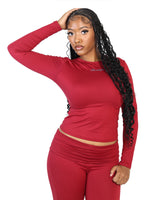 Yoga Crewneck Top Long Sleeve (Ruby Red)